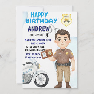 invitación de cumpleaños para fiesta de policía mo