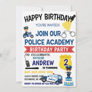 invitación de cumpleaños para fiesta de policía pe