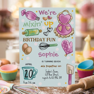 Invitación de cumpleaños para fiesta de repostería