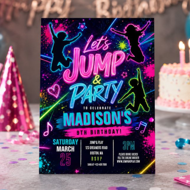 Invitación de cumpleaños para fiesta de salto en t (Subido por el creador)