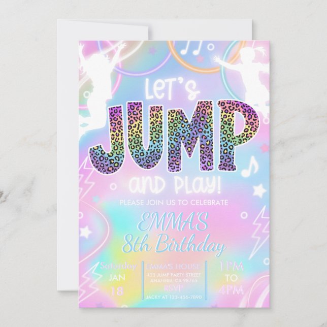 Invitación de cumpleaños para fiesta de salto para (Anverso)
