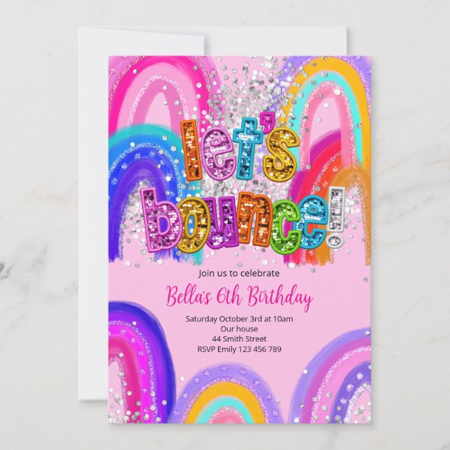 Invitación de Cumpleaños para Fiesta de Saltos en  (Anverso)