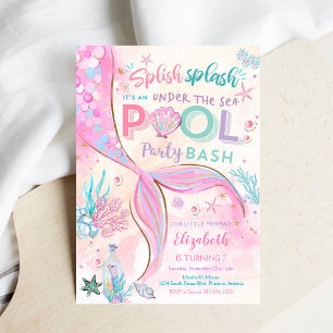 Invitación de cumpleaños para fiesta de sirenas en
