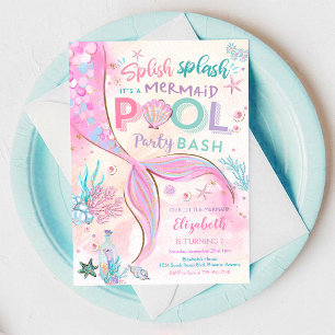 Invitación de cumpleaños para fiesta de sirenas en