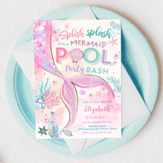 Invitación de cumpleaños para fiesta de sirenas en