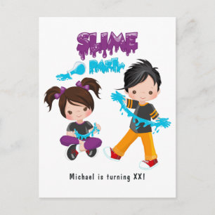 Invitación de cumpleaños para fiesta de slime lind