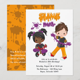 Invitación de cumpleaños para fiesta de slime lind