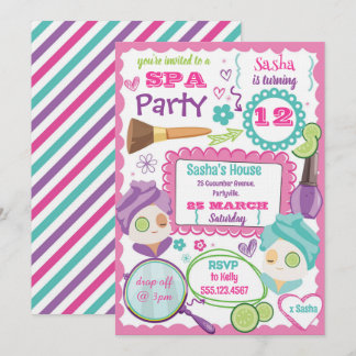 Invitación de cumpleaños para fiesta de spa