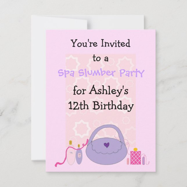 Invitación de cumpleaños para fiesta de spa (Anverso)