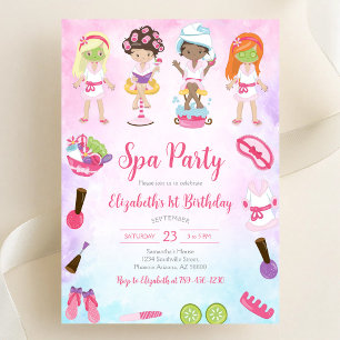 Invitación de cumpleaños para fiesta de spa con br