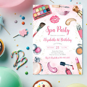 Invitación de cumpleaños para fiesta de spa con br