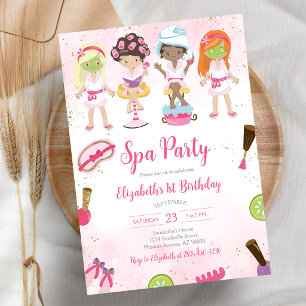 Invitación de cumpleaños para fiesta de spa con br