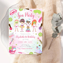 Invitación de cumpleaños para fiesta de spa con br