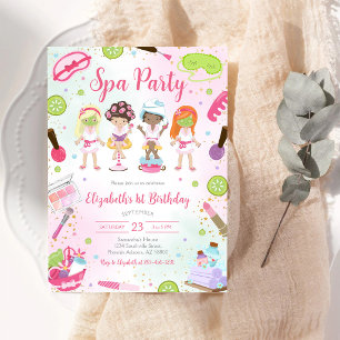 Invitación de cumpleaños para fiesta de spa con br