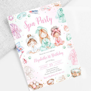 Invitación de cumpleaños para fiesta de spa con br