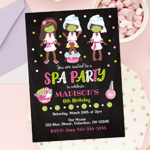 Invitación de cumpleaños para fiesta de spa con ma