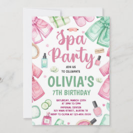 Invitación de cumpleaños para fiesta de spa, cumpl