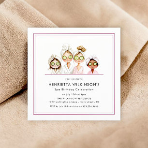 Invitación de cumpleaños para fiesta de Spa de niñ