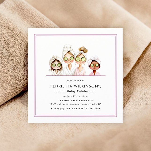 Invitación de cumpleaños para fiesta de Spa de niñ (Subido por el creador)