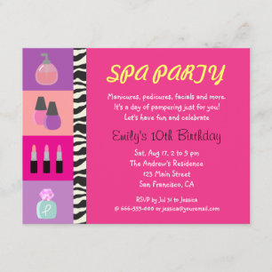 Invitación de Cumpleaños para Fiesta de Spa para C