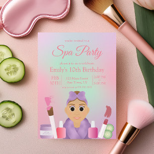 Invitación de cumpleaños para fiesta de spa para n