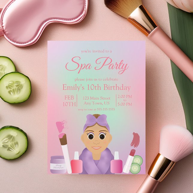 Invitación de cumpleaños para fiesta de spa para n (Subido por el creador)