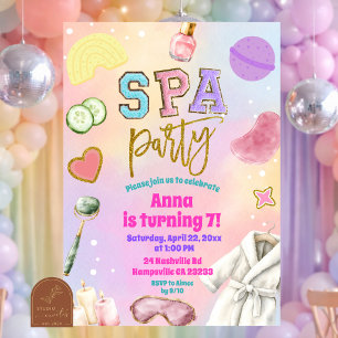 Invitación de cumpleaños para fiesta de spa univer