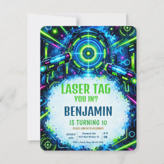 Invitación de cumpleaños para fiesta de tag con lá