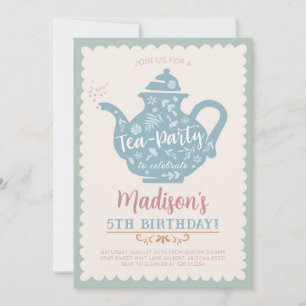Invitación de cumpleaños para fiesta de té