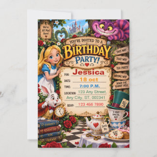 Invitación de cumpleaños para fiesta de té caprich