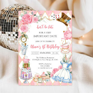 Invitación de cumpleaños para fiesta de té de Alic