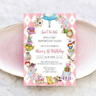 Invitación de cumpleaños para fiesta de té de Alic