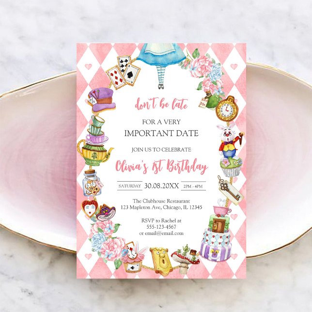 Invitación de cumpleaños para fiesta de té de Alic (Subido por el creador)