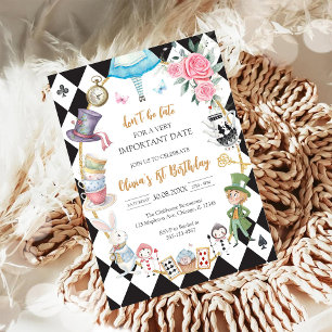 Invitación de cumpleaños para fiesta de té de Alic