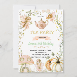 Invitación de cumpleaños para fiesta de té de hada