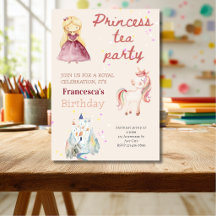 Invitación de cumpleaños para fiesta de té de la P