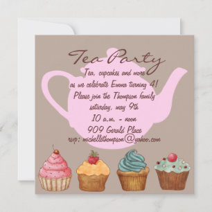 Invitación de cumpleaños para fiesta de té de past