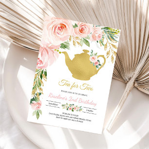 Invitación de cumpleaños para fiesta de té dorado
