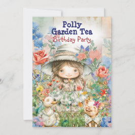 Invitación de cumpleaños para fiesta de té en el j