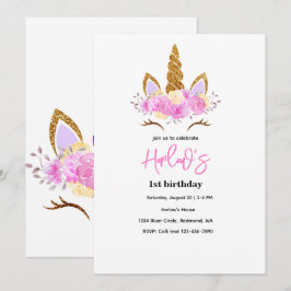 Invitación de cumpleaños para fiesta de unicornio 