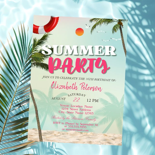 Invitación de cumpleaños para fiesta de verano Bea (Subido por el creador)