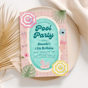 Invitación de cumpleaños para fiesta de verano en