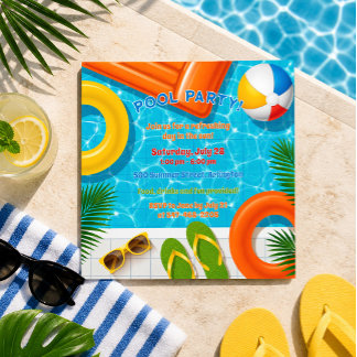 Invitación de cumpleaños para fiesta de verano en
