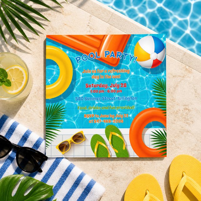 Invitación de cumpleaños para fiesta de verano en  (Subido por el creador)