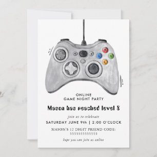 Invitación de cumpleaños para fiesta de videojuego