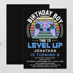 Invitación de cumpleaños para fiesta de videojuego