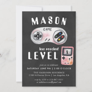 Invitación de cumpleaños para fiesta de videojuego