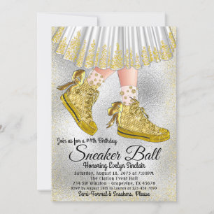 Invitación de cumpleaños para fiesta de zapatillas