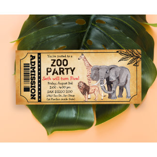 Invitación de cumpleaños para fiesta de zoológico 