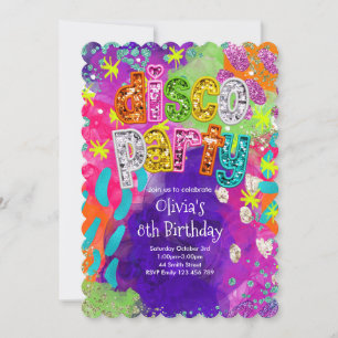 Invitación de cumpleaños para fiesta disco